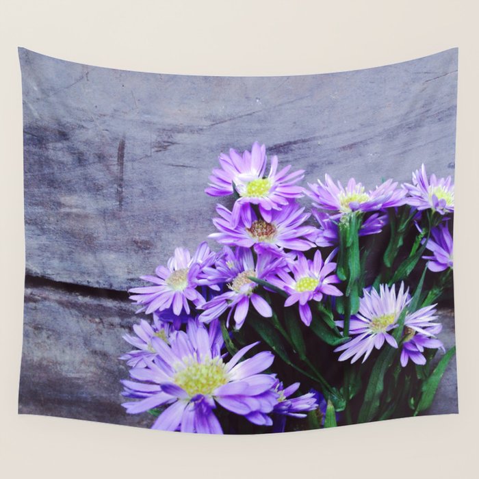 Pretty Blue Flowers Wall Tapestry Gallery Image 4