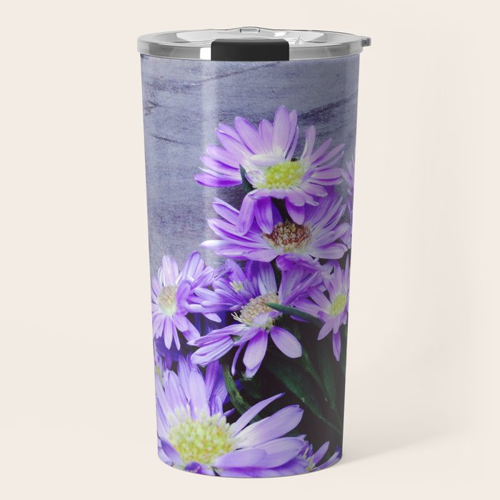 Pretty Blue Flowers Travel Mug Gallery Image 1
