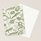 Reptiles and Amphibians Vintage Chic Monochromatic Pattern  Stationery Card Gallery Image 2