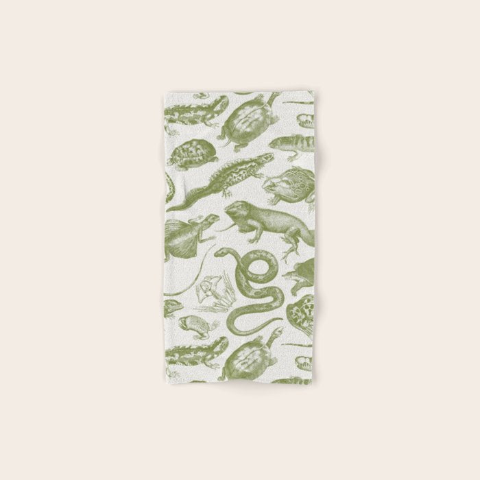 Reptiles and Amphibians Vintage Chic Monochromatic Pattern  Bath Towel Gallery Image 1