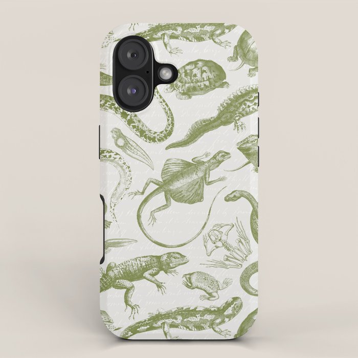 Reptiles and Amphibians Vintage Chic Monochromatic Pattern  iPhone Case Gallery Image 1