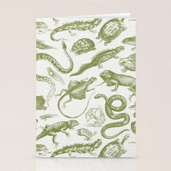 Reptiles and Amphibians Vintage Chic Monochromatic Pattern  Stationery Card Gallery Image 1