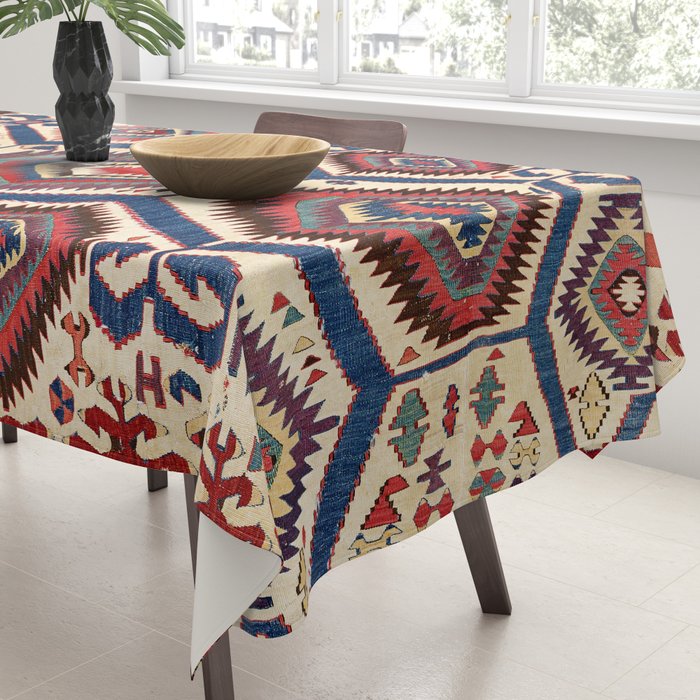 Konya Central Anatolian Antique Kilim Print Tablecloth Gallery Image 3
