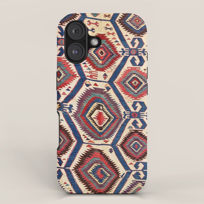 Konya Central Anatolian Antique Kilim Print iPhone Case Gallery Image 1