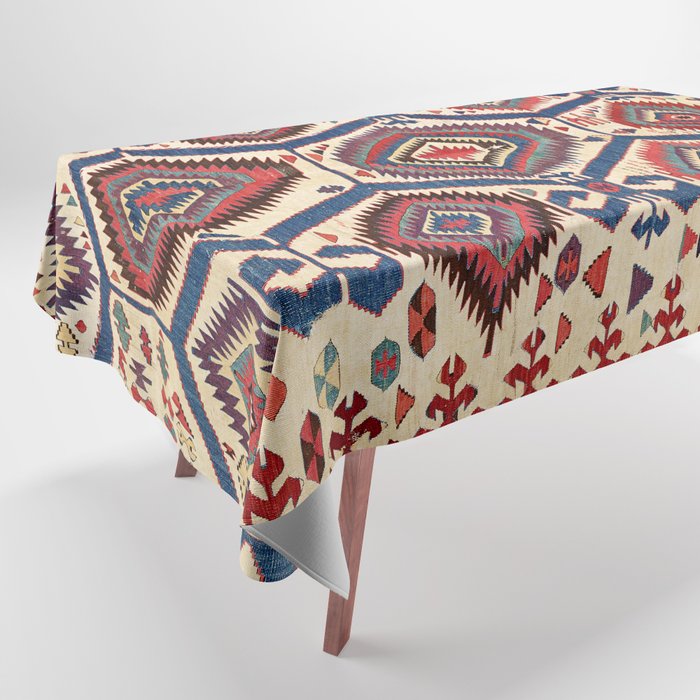 Konya Central Anatolian Antique Kilim Print Tablecloth Gallery Image 1