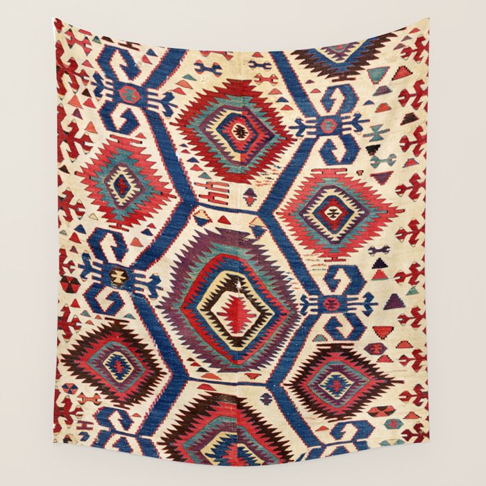 Konya Central Anatolian Antique Kilim Print Wall Tapestry Gallery Image 4