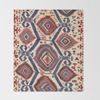 Konya Central Anatolian Antique Kilim Print Throw Blanket Gallery Image 2