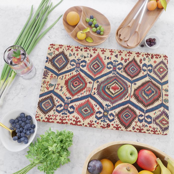 Konya Central Anatolian Antique Kilim Print Cutting Board Gallery Image 2