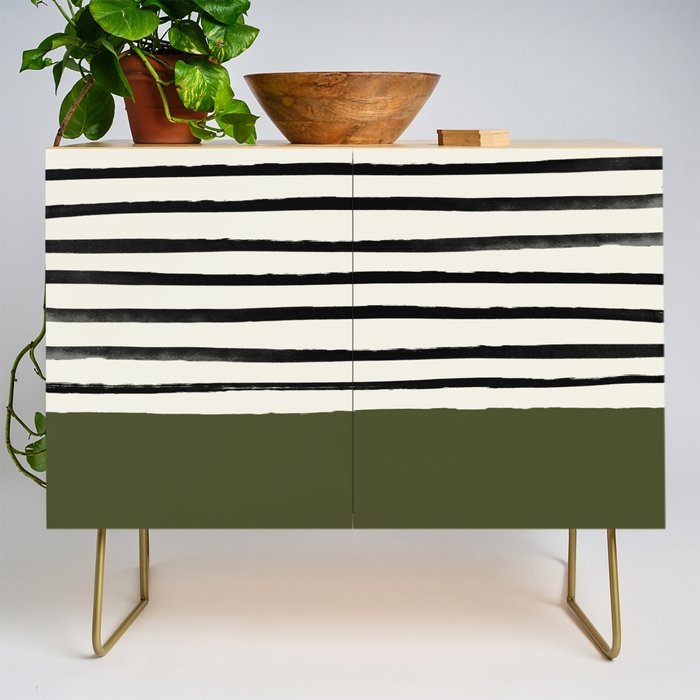 Olive Green x Stripes Credenza Gallery Image 1