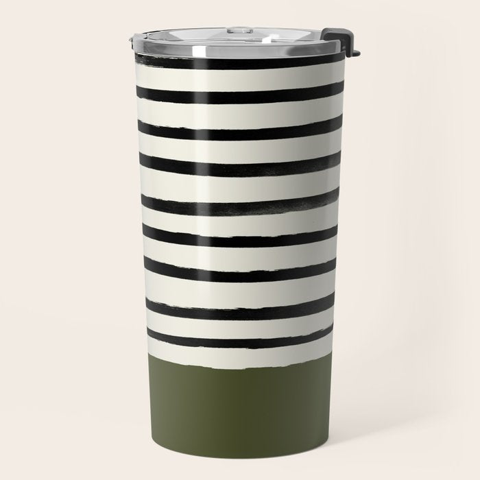 Olive Green x Stripes Travel Mug Gallery Image 2