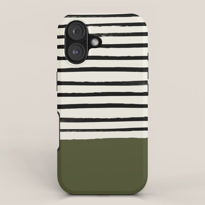 Olive Green x Stripes iPhone Case Gallery Image 1