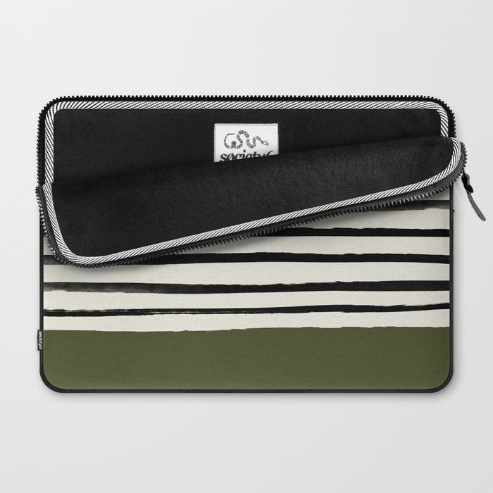 Olive Green x Stripes Laptop Sleeve Gallery Image 2