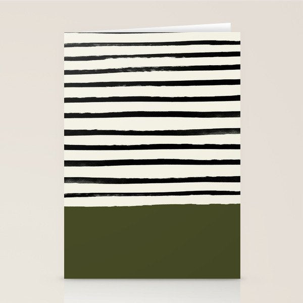 Olive Green x Stripes Stationery Card Gallery Image 1
