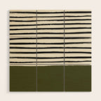 Olive Green x Stripes Wood Wall Art Gallery Image 1