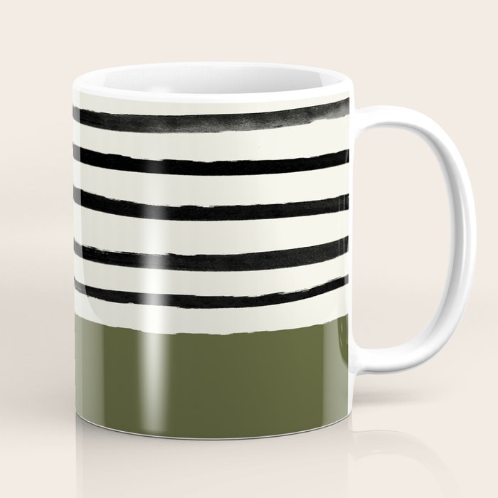 Olive Green x Stripes Coffee Mug Gallery Image 1