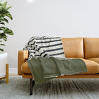 Olive Green x Stripes Throw Blanket Gallery Image 1