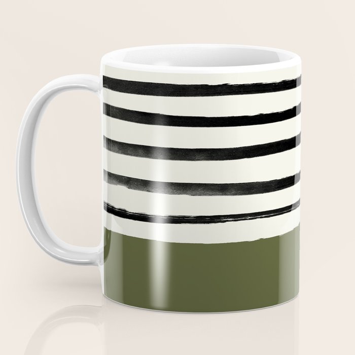 Olive Green x Stripes Coffee Mug Gallery Image 3