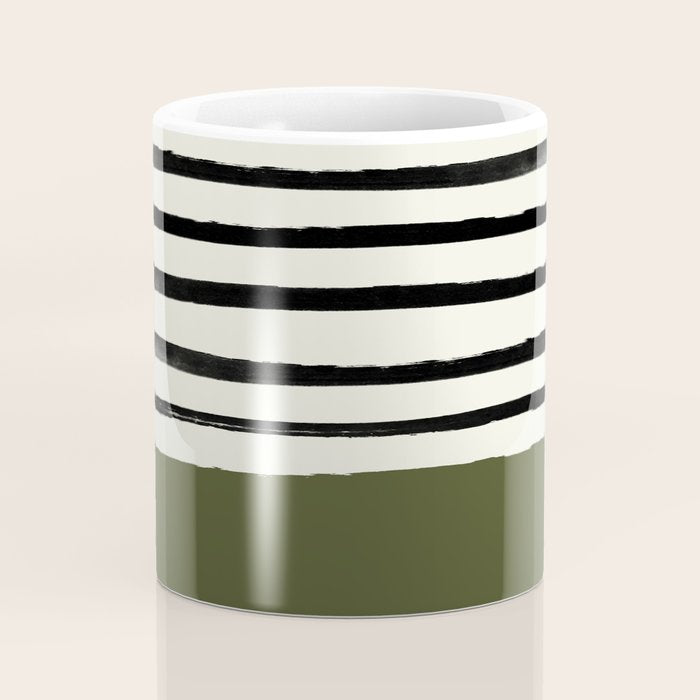 Olive Green x Stripes Coffee Mug Gallery Image 4