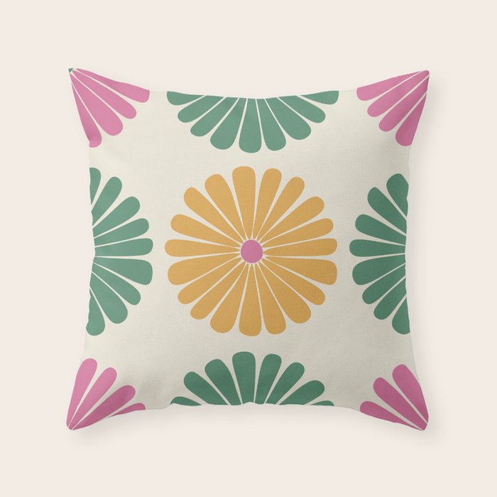 Retro Summer Daisies XI Throw Pillow Gallery Image 1