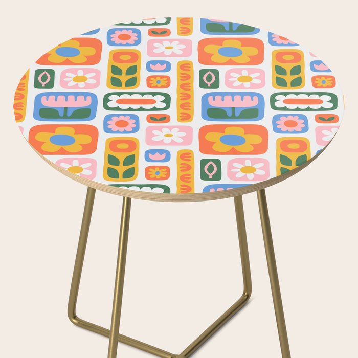 Vintage scandinavian floral art pattern Side Table Gallery Image 2