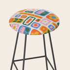 Vintage scandinavian floral art pattern Stool Gallery Image 2