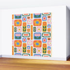 Vintage scandinavian floral art pattern Wall Mural Gallery Image 2