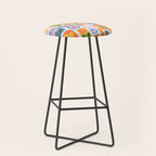 Vintage scandinavian floral art pattern Stool Gallery Image 1