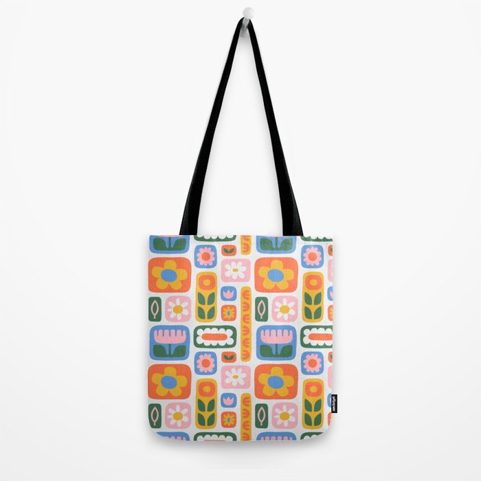 Vintage scandinavian floral art pattern Tote Bag Gallery Image 2
