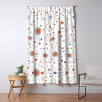 Retro Starburst Mid Century Modern Atomic Stars in Blue Orange Gray Beige Window Curtain Gallery Image 5