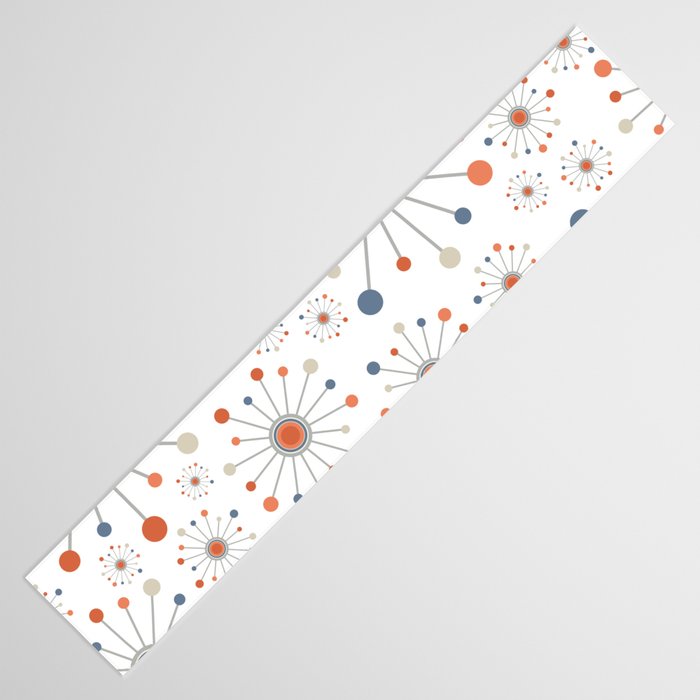 Retro Starburst Mid Century Modern Atomic Stars in Blue Orange Gray Beige Table Runner Gallery Image 3