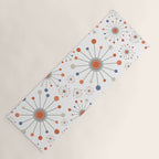 Retro Starburst Mid Century Modern Atomic Stars in Blue Orange Gray Beige Yoga Mat Gallery Image 1