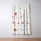 Retro Starburst Mid Century Modern Atomic Stars in Blue Orange Gray Beige Window Curtain Gallery Image 3