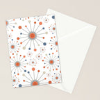 Retro Starburst Mid Century Modern Atomic Stars in Blue Orange Gray Beige Stationery Card Gallery Image 2