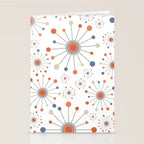 Retro Starburst Mid Century Modern Atomic Stars in Blue Orange Gray Beige Stationery Card Gallery Image 2