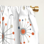 Retro Starburst Mid Century Modern Atomic Stars in Blue Orange Gray Beige Window Curtain Gallery Image 2