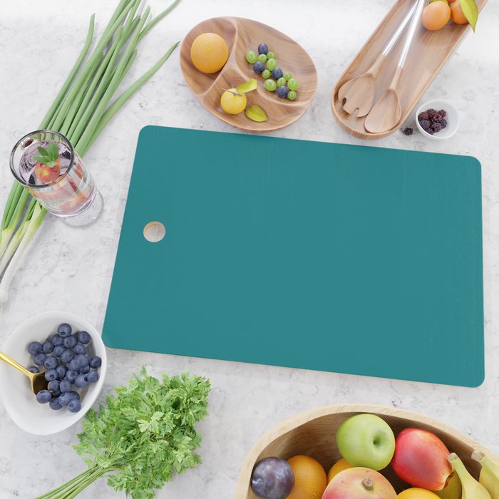Retro Teal Solid Color Cutting Board Gallery Image 2