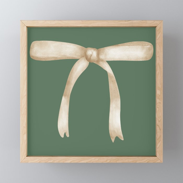 Bows & Ribbons Pattern XXVI Natural Green Mini Art Print Gallery Image 1