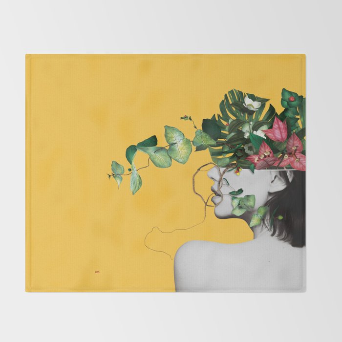 Lady Flowers Throw Blanket Gallery Image 2