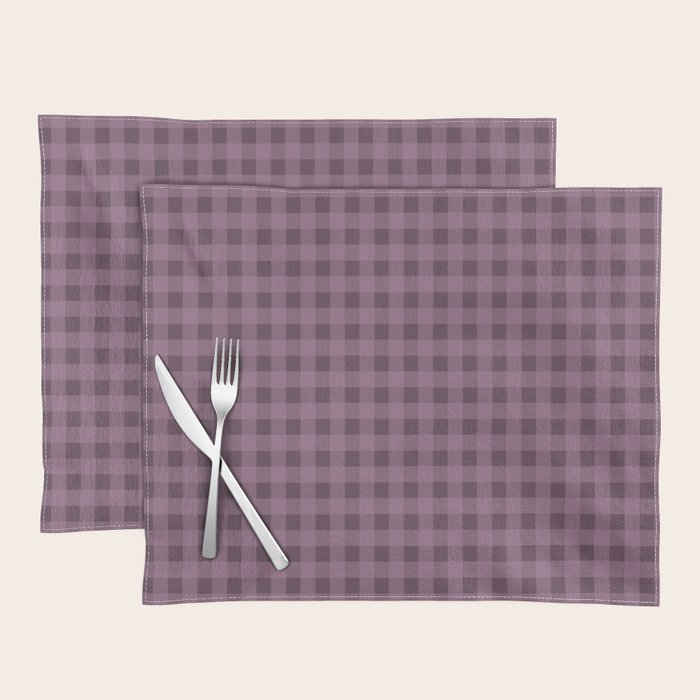 Gingham Check Pattern in Plum Mauve Placemat Gallery Image 1