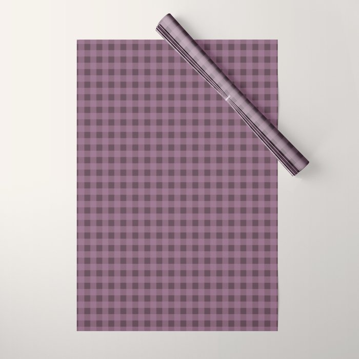 Gingham Check Pattern in Plum Mauve Wrapping Paper Gallery Image 1