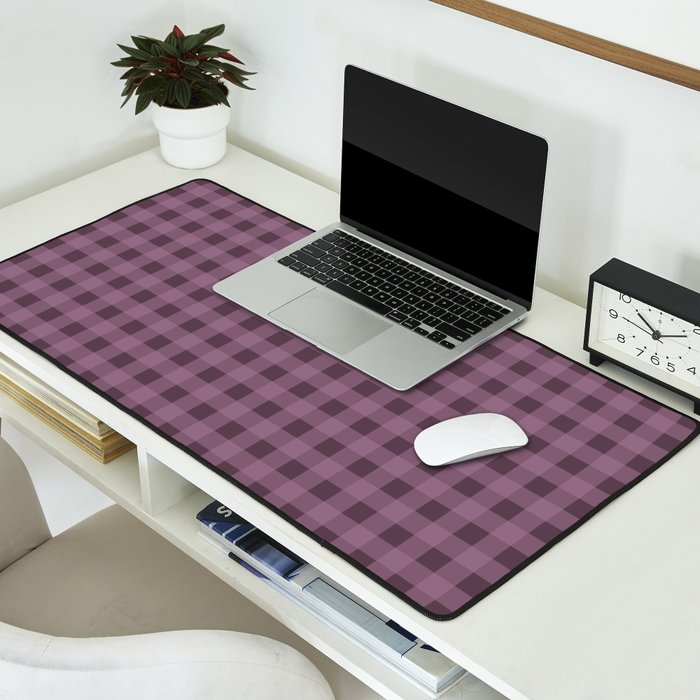 Gingham Check Pattern in Plum Mauve Desk Mat Gallery Image 2