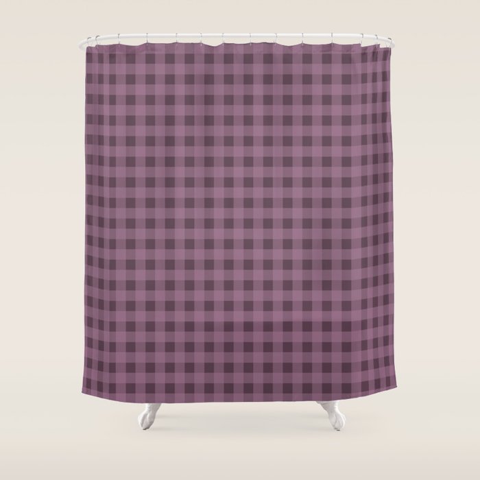 Gingham Check Pattern in Plum Mauve Shower Curtain Gallery Image 1