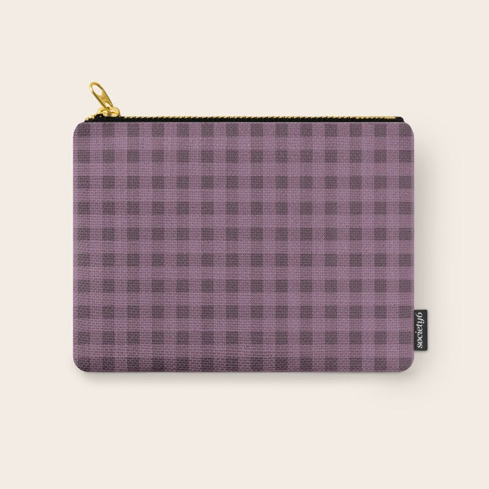 Gingham Check Pattern in Plum Mauve Carry All Pouch Gallery Image 1