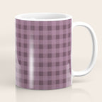 Gingham Check Pattern in Plum Mauve Coffee Mug Gallery Image 1