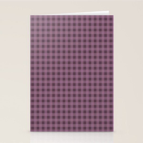 Gingham Check Pattern in Plum Mauve Stationery Card Gallery Image 1