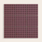 Gingham Check Pattern in Plum Mauve Wood Wall Art Gallery Image 1