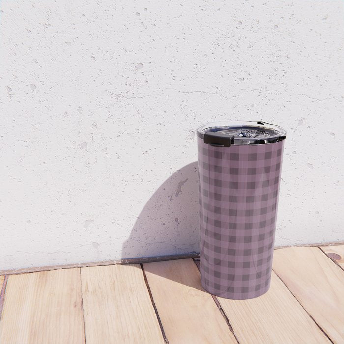 Gingham Check Pattern in Plum Mauve Travel Mug Gallery Image 4