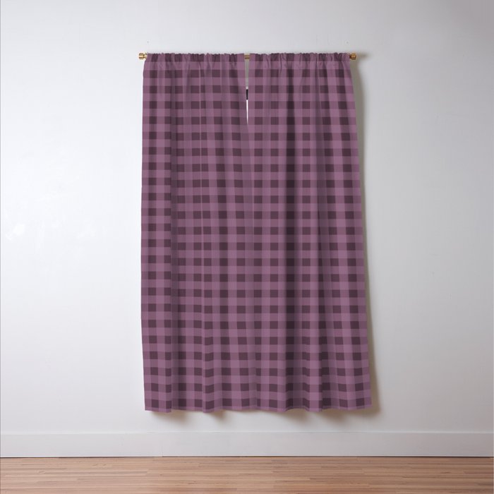 Gingham Check Pattern in Plum Mauve Window Curtain Gallery Image 3