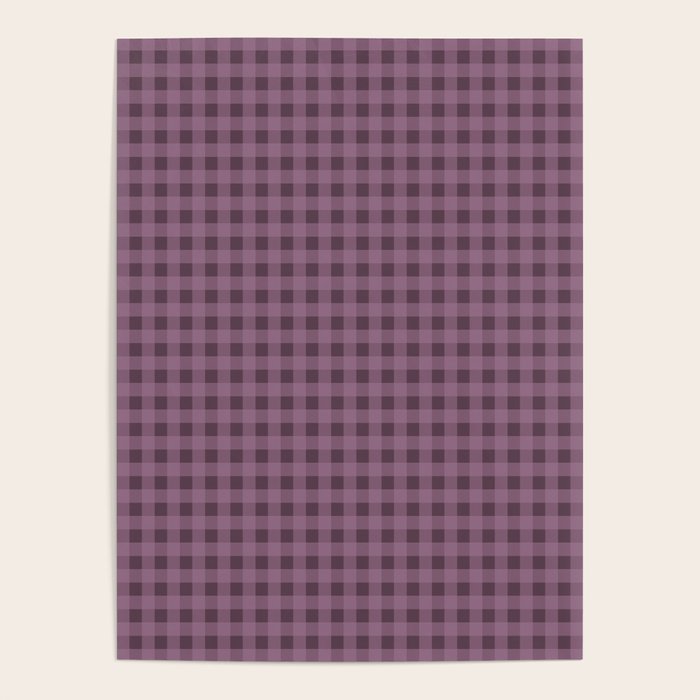Gingham Check Pattern in Plum Mauve Poster Gallery Image 1