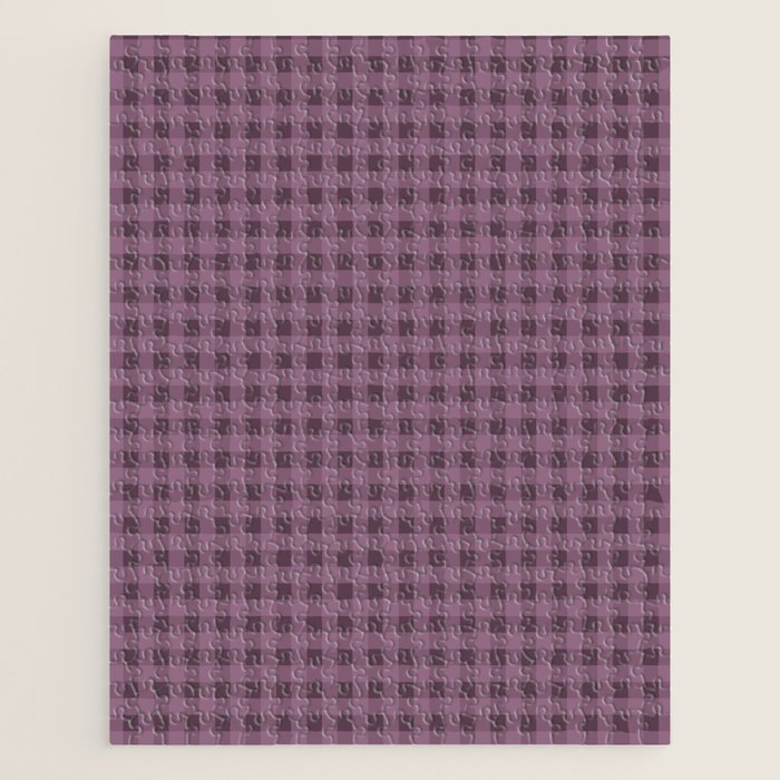 Gingham Check Pattern in Plum Mauve Jigsaw Puzzle Gallery Image 1
